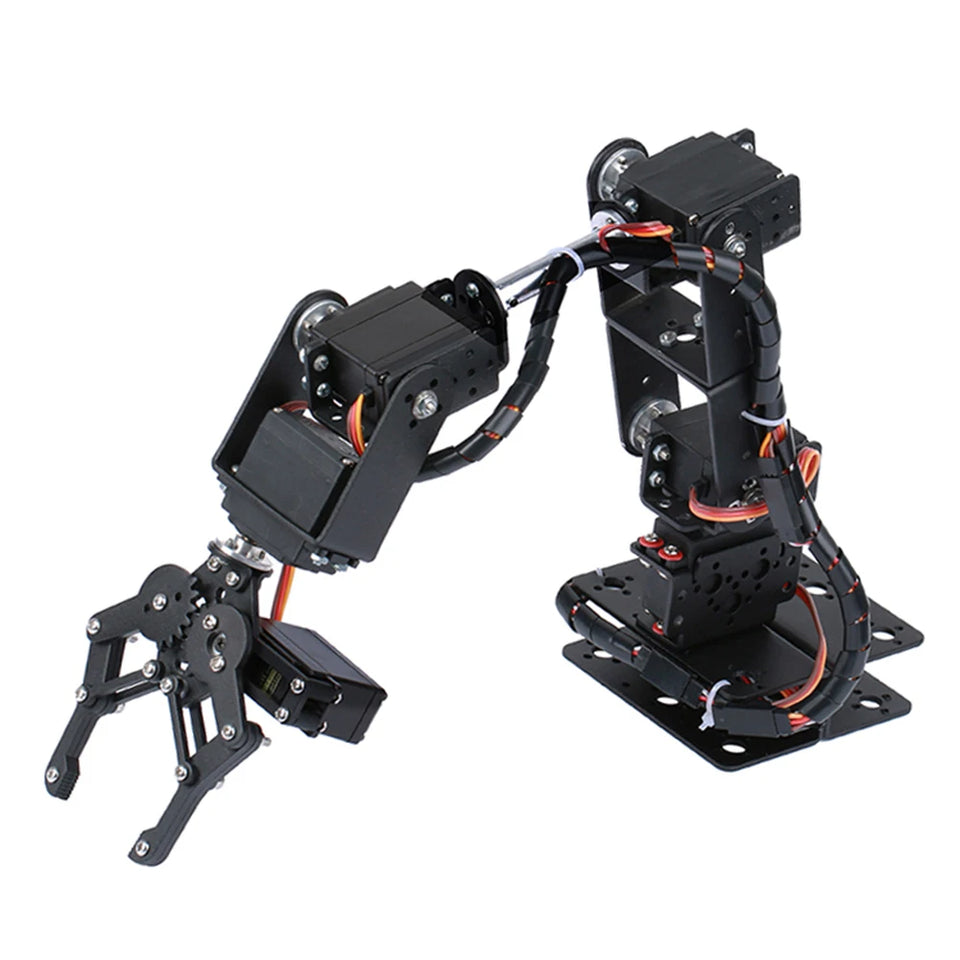 6-DOF Robotic Arm Multi-DOF Robot Servo Grasping Maker Education DIY Kit + Servo + 25T Servo Metal Steering Wheel with Screws