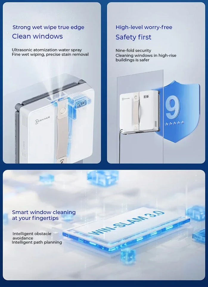 New Original ECOVACS Window Cleaning Machine WINBOT AIR MINI Window Cleaning Robot 8000Pa Glass Vacuum Cleaner
