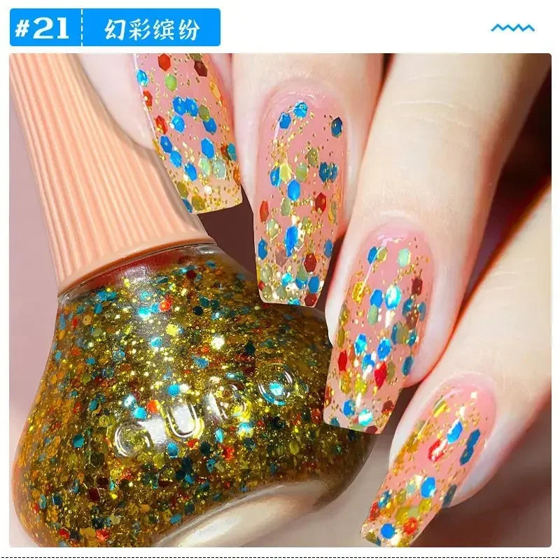New Oily Gel Nail Polish Glitter Sparking Autumn Winter Milk Coffee Color Varnish No Bake Quick Dry Nail Art Salon Nail Polish