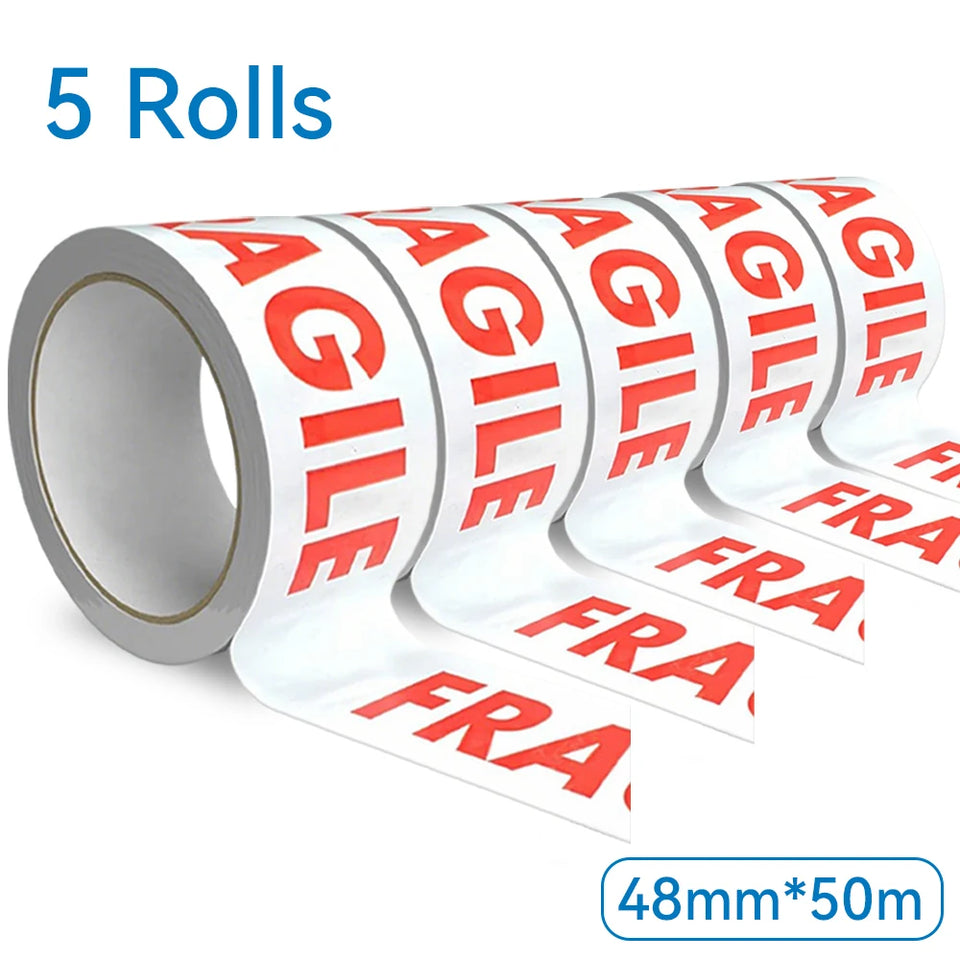 48mm×50M Packaging Tape Roll: Made of PP Material with Fragile Warning Reminder, Adhesive for Marking & Securing