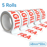 48mm×50M Packaging Tape Roll: Made of PP Material with Fragile Warning Reminder, Adhesive for Marking & Securing