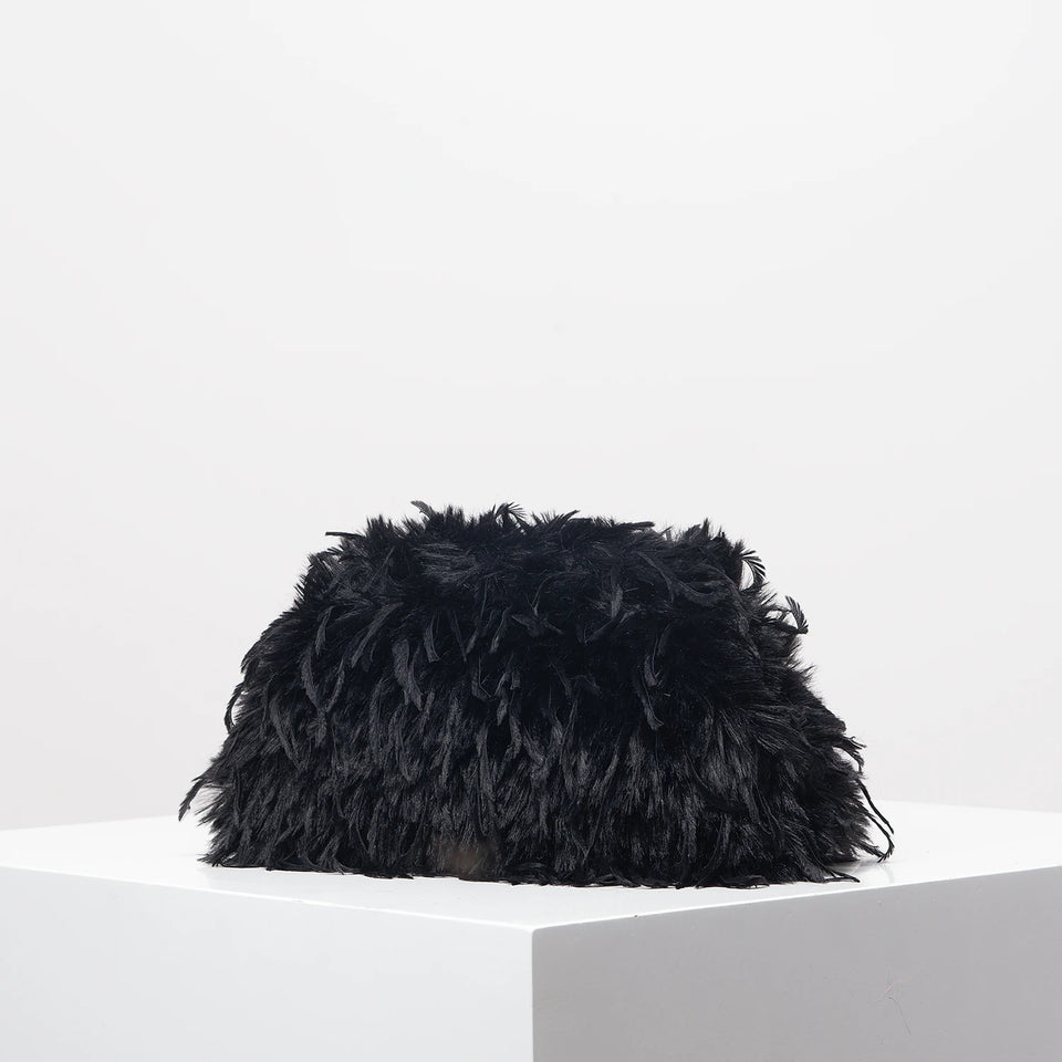 Dopamine-style clip bag, Y2K plush clutch bag, candy-colored women's purse, dinner dress clutch