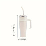 1pc Stainless Steel Ice Tumbler 38.55oz Insulated Cup with Handle & Straw Keeps Cold for 24 Hrs Car Insulation Cup Coffee Water