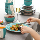 Vancasso Bella-T 16/32/48-Pieces Porcelain Dinnerware Set Vintage Ceramic Plate Set with Dinner Plate,Dessert Plate,Bowl,Mug Set