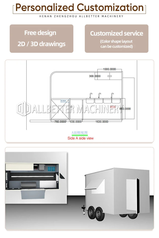 Allbetter New Design Pink Food Truck Candy Juice Vending Kiosk Ice Cream Food Trailer Cute Commercial Food Truck for Sale