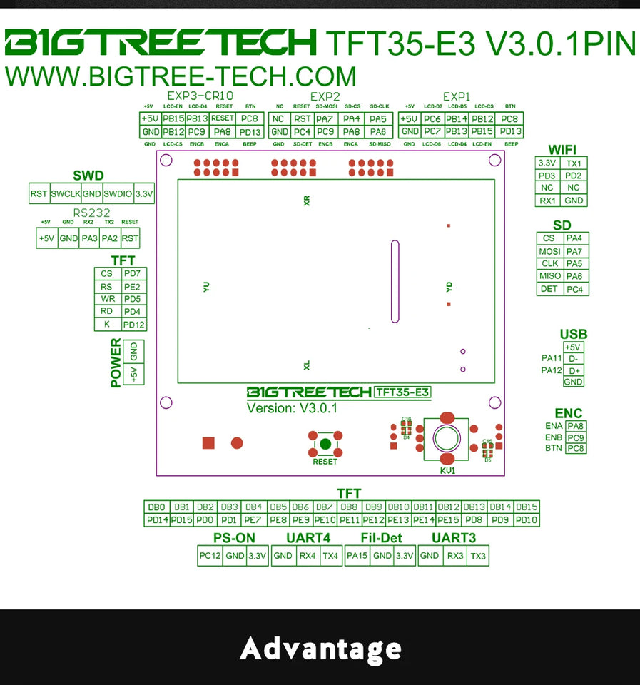 BIGTREETECH TFT35 E3 V3.0 Touch Screen 12864 LCD Display WIFI Module For SKR MINI E3 V3.0 Octopus Pro Ender3 CR10 3D Printer