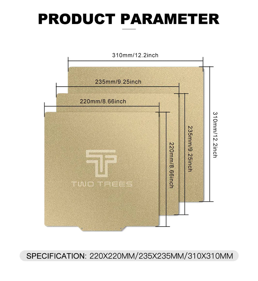 3D Printer PEI Magnetic Base Smooth and Powder Coated Spring Steel Plate Double-Sided Printing Hot Bed for Ender3 CR-10S Voron