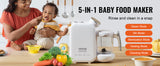 SucceBuy Baby Food Maker 430W with 750 ml Tritan Bowl SUS304 5 in 1 Blender Steamer Grinder for Food Fruit Vegetable Meat