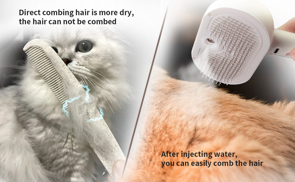 Pet Spray Hair Comb Pet Hair Remover Cleaning Brush Cats Grooming Dog Accessories Tools Dematting Water Mist Humidifier Comb