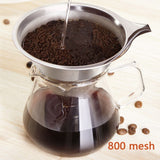 304 Stainless Steel Cafe Drip Coffee Machine Filter Fine Mesh Reusable Coffee Powder Basket with Foldable Handle Tea Strainer