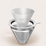 304 Stainless Steel Cafe Drip Coffee Machine Filter Fine Mesh Reusable Coffee Powder Basket with Foldable Handle Tea Strainer