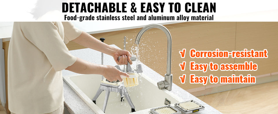 SucceBuy Commercial Vegetable Fruit Dicer Cutter Potato Slicer Chopper 4 Blades & Tray Manual Cutting Machine home appliance