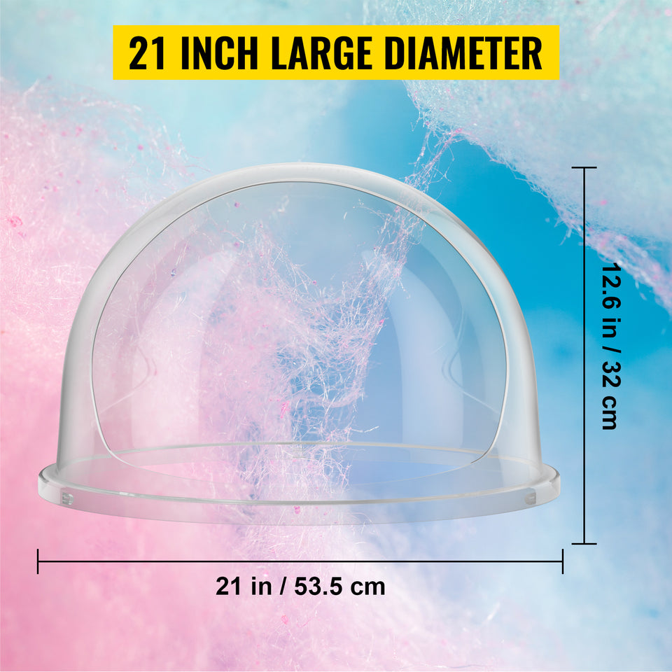 SucceBuy 21" Commercial Cotton Candy Machine Cover Clear Floss Sugar Maker Bubble Shield Dome Children Party Holiday Celebration