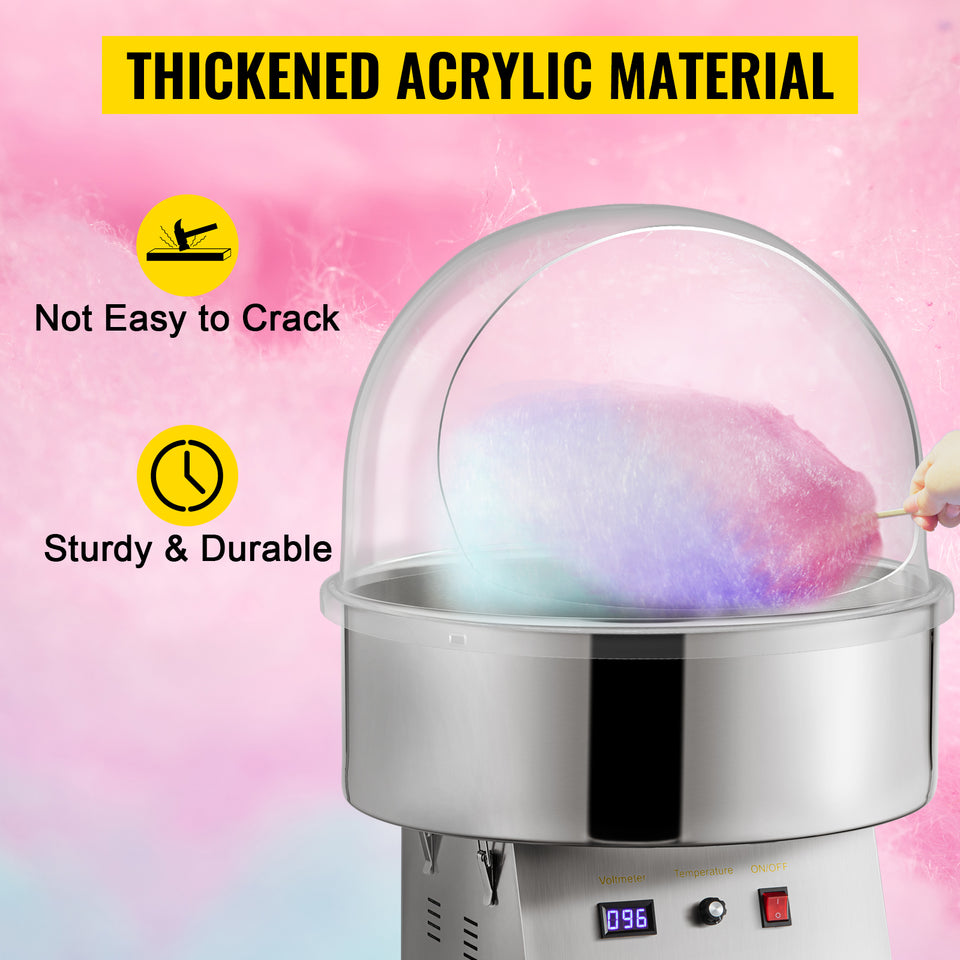 SucceBuy 21" Commercial Cotton Candy Machine Cover Clear Floss Sugar Maker Bubble Shield Dome Children Party Holiday Celebration