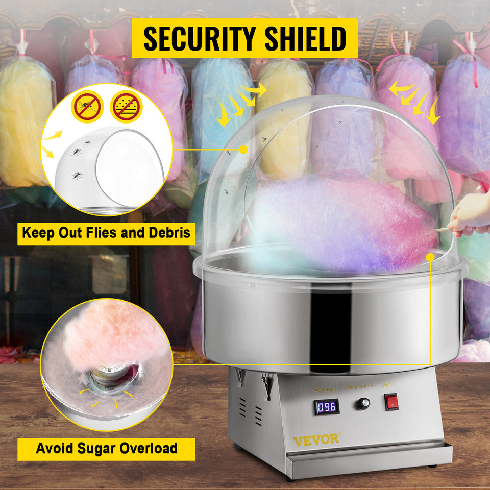 SucceBuy 21" Commercial Cotton Candy Machine Cover Clear Floss Sugar Maker Bubble Shield Dome Children Party Holiday Celebration