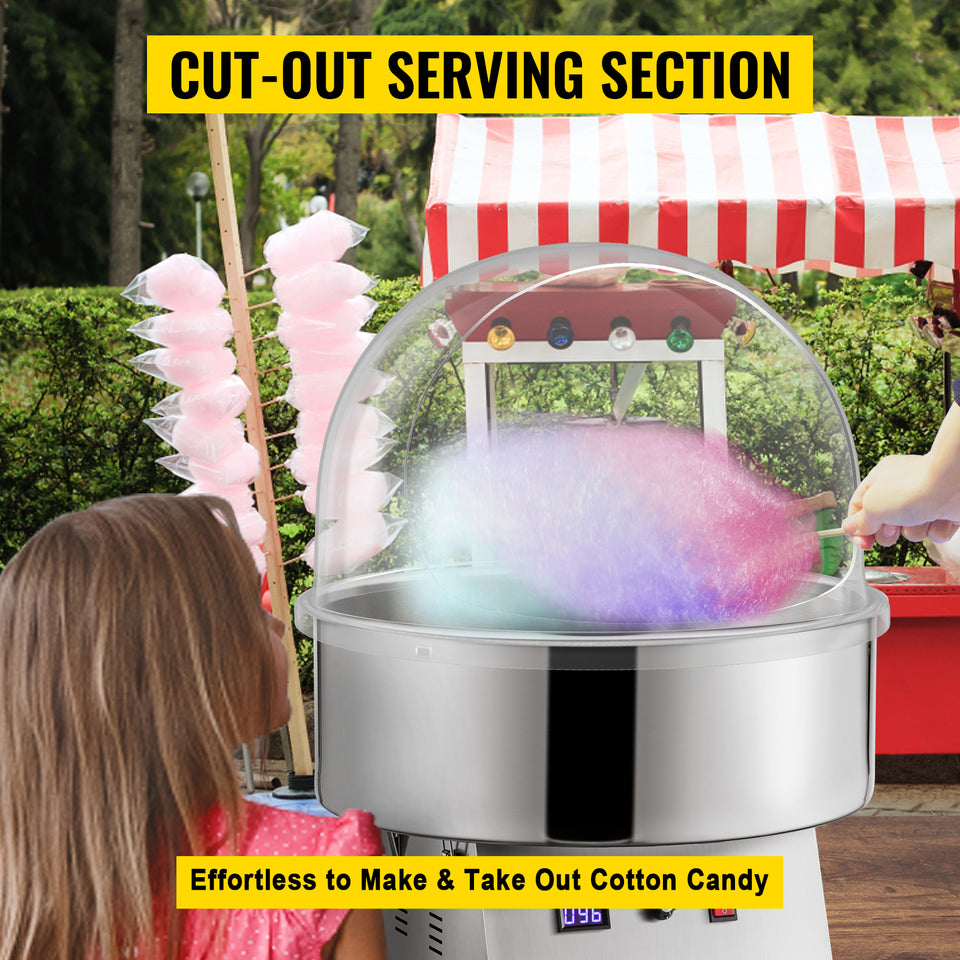 SucceBuy 21" Commercial Cotton Candy Machine Cover Clear Floss Sugar Maker Bubble Shield Dome Children Party Holiday Celebration