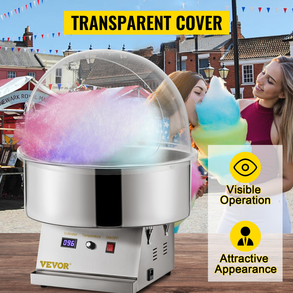 SucceBuy 21" Commercial Cotton Candy Machine Cover Clear Floss Sugar Maker Bubble Shield Dome Children Party Holiday Celebration