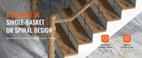 SucceBuy Staircase Metal Balusters Galvanized Decorative Banister Spindles with Hollow Baskets Spiral Stair with Shoes Screws