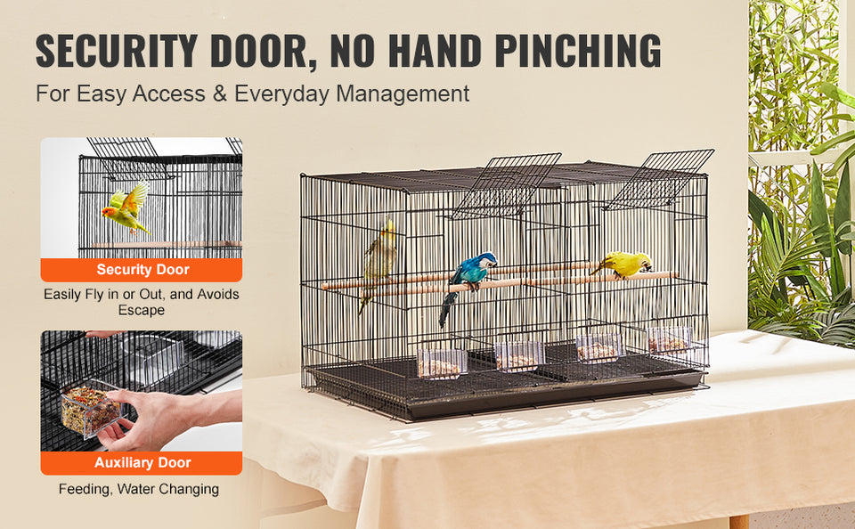 SucceBuy 30In Flight Bird Cage Stackable Divided Small Animal Cage for Kinds of Birds Pet Travel Birdcage with Handle and Perche