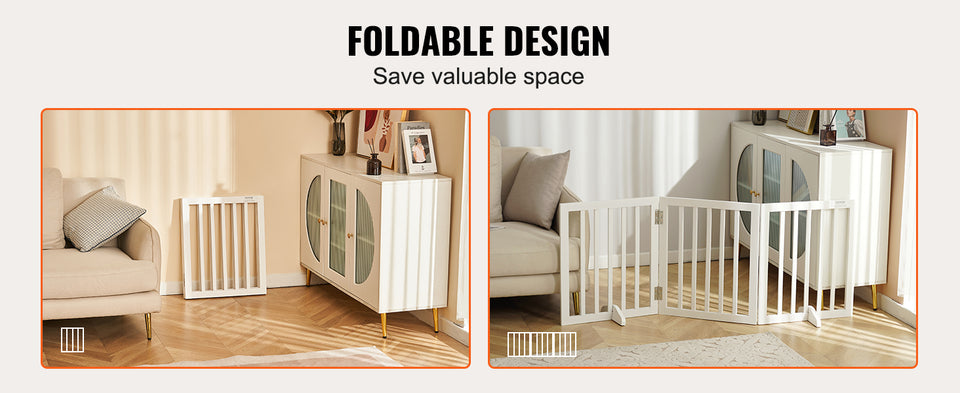 SucceBuy Free Standing Dog Gate Freestanding Pet Gate 3 Panels Foldable Dog Gate for Narrow Passageways Expandable Dog Barrier