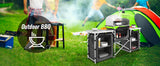 SucceBuy Camping Outdoor Kitchen Table Cabinet Foldable Folding Cooking Storage Rack X-Shaped Aluminum Alloy Bracket for BBQ