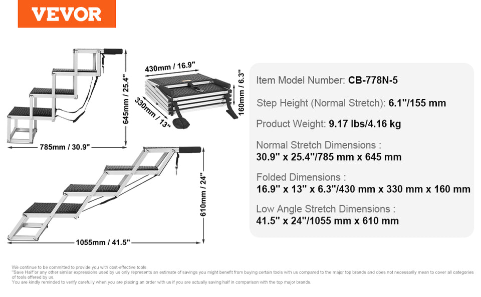 SucceBuy Dog Stair for Cars Wide Dog Car Steps Folding Portable Pet Steps Lightweight Aluminum for Car SUV and Truck 150 lbs