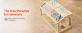SucceBuy Wooden Hamster Cage 270° Viewing Hamster Habitat Hamster Cage with Openable Top Ventilated Animal Cage for Gerbils Mice