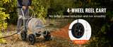 SucceBuy Hose Reel Cart 250ft Heavy Duty Garden Water Yard Planting w/ Basket Effortless Roll-up  Versatile Application Steel