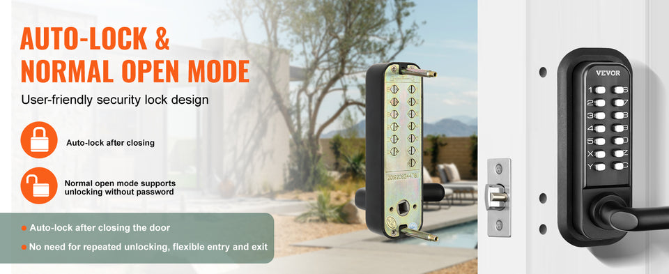 SucceBuy Mechanical Keyless Entry Door Lock Single/Double -Sided 14 Digit Keypad and Handle Embedded