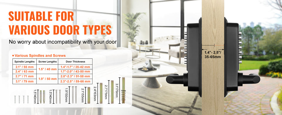 SucceBuy Mechanical Keyless Entry Door Lock Single/Double -Sided 14 Digit Keypad and Handle Embedded