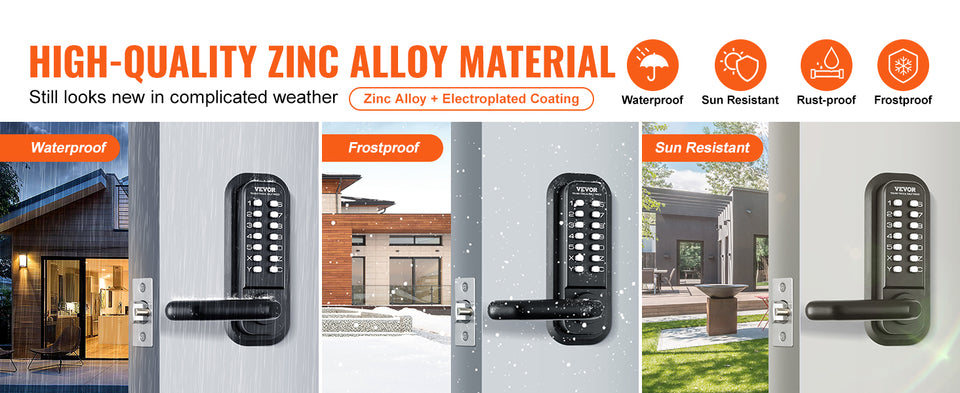 SucceBuy Mechanical Keyless Entry Door Lock Single/Double -Sided 14 Digit Keypad and Handle Embedded