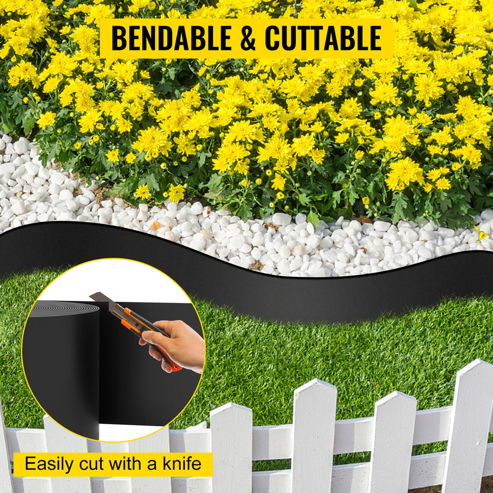 VEVOR Landscape Edging 10 inch Depth 60ft Total Length Recycled HDPE Coiled Terrace Board Flexible Bender Border for Landscaping