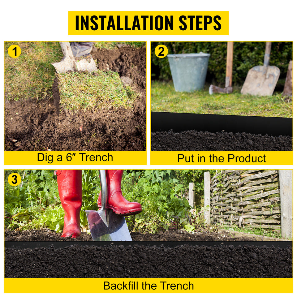 VEVOR Landscape Edging 10 inch Depth 60ft Total Length Recycled HDPE Coiled Terrace Board Flexible Bender Border for Landscaping