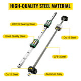VEVOR HGR20 2PCS Linear Guide Rails 600-2000MM 4PCS Slide Blocks RM1605 Ballscrew W/ Ball Nut BF12/BK12 Nut for CNC DIY Routers
