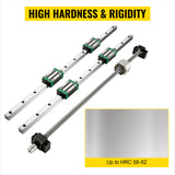 VEVOR HGR20 2PCS Linear Guide Rails 600-2000MM 4PCS Slide Blocks RM1605 Ballscrew W/ Ball Nut BF12/BK12 Nut for CNC DIY Routers
