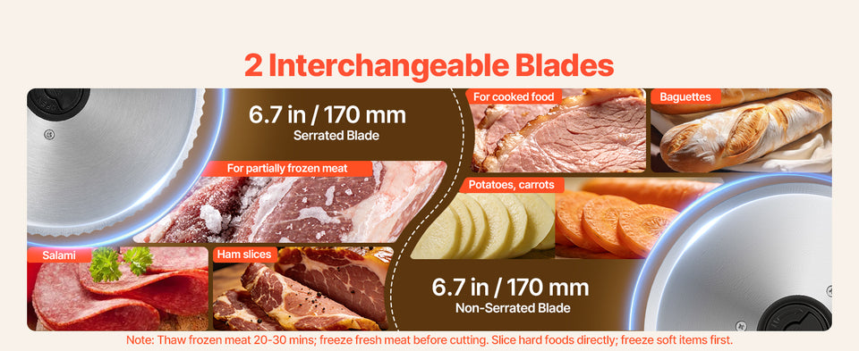SucceBuy 6.7-10 inch Meat Slicer Electric Deli Slicer Machine with two SUS420 Blades Home Food-Slicer for Meat, Ham, Baguett