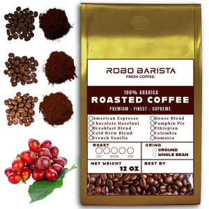 12 OZ Coffee Flavored & Nonflavored Organic Supreme Finest Premium American Espresso Breakfast Cold Brew House Vanilla Chocolate Hazelnut Pumpkin French Vanilla Ethiopia Colombia Sumatra Brazil more