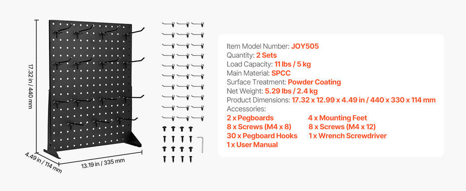 SucceBuy 1/2Sets Pegboard Display Stand 17x13in Tabletop Steel Peg Board Panel with 15 Hooks for Grocery Retail Jewelry Store