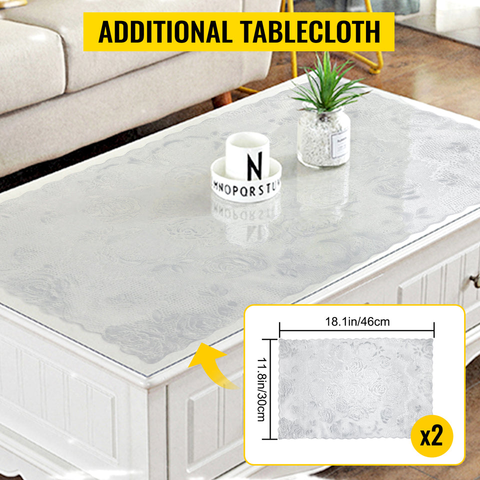 SucceBuy 1.5-2mm PVC Table Cloth Transparent Clear Desk Cover Protector Plastic Soft Glass Waterproof Oilproof for Dining Table