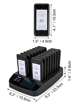 SucceBuy Wireless Restaurant Buzzer Pager 16 Coasters Paging Guest Calling System for Coffee Dessert Burger Shop Food Truck