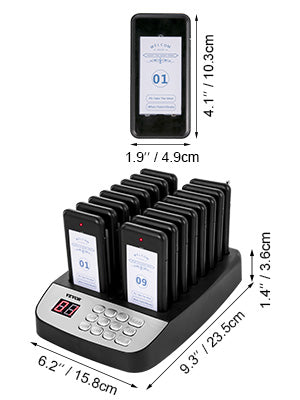 SucceBuy Wireless Restaurant Buzzer Pager 16 Coasters Paging Guest Calling System for Coffee Dessert Burger Shop Food Truck