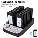 SucceBuy Wireless Restaurant Buzzer Pager 16 Coasters Paging Guest Calling System for Coffee Dessert Burger Shop Food Truck