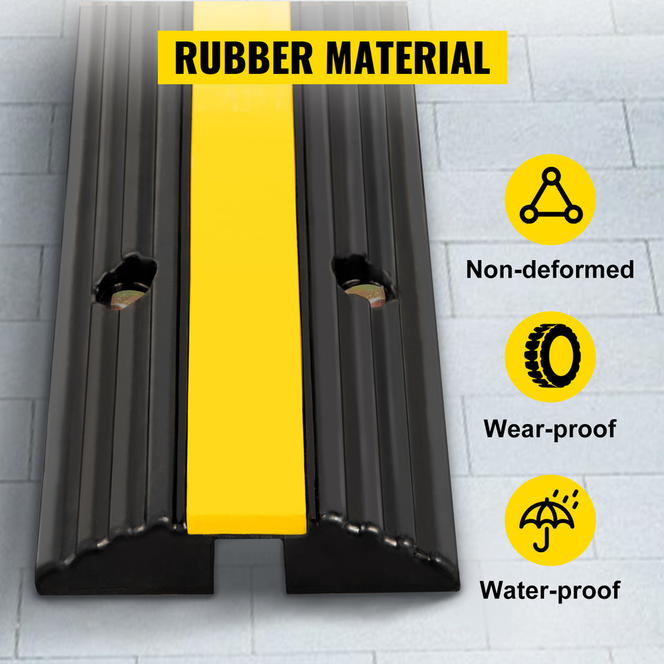 SucceBuy Modular Rubber Speed Bump 1 Channel Driveway Cable Protector Ramp Wire Cover Cord Guard for Parking Lot Warehouses Use