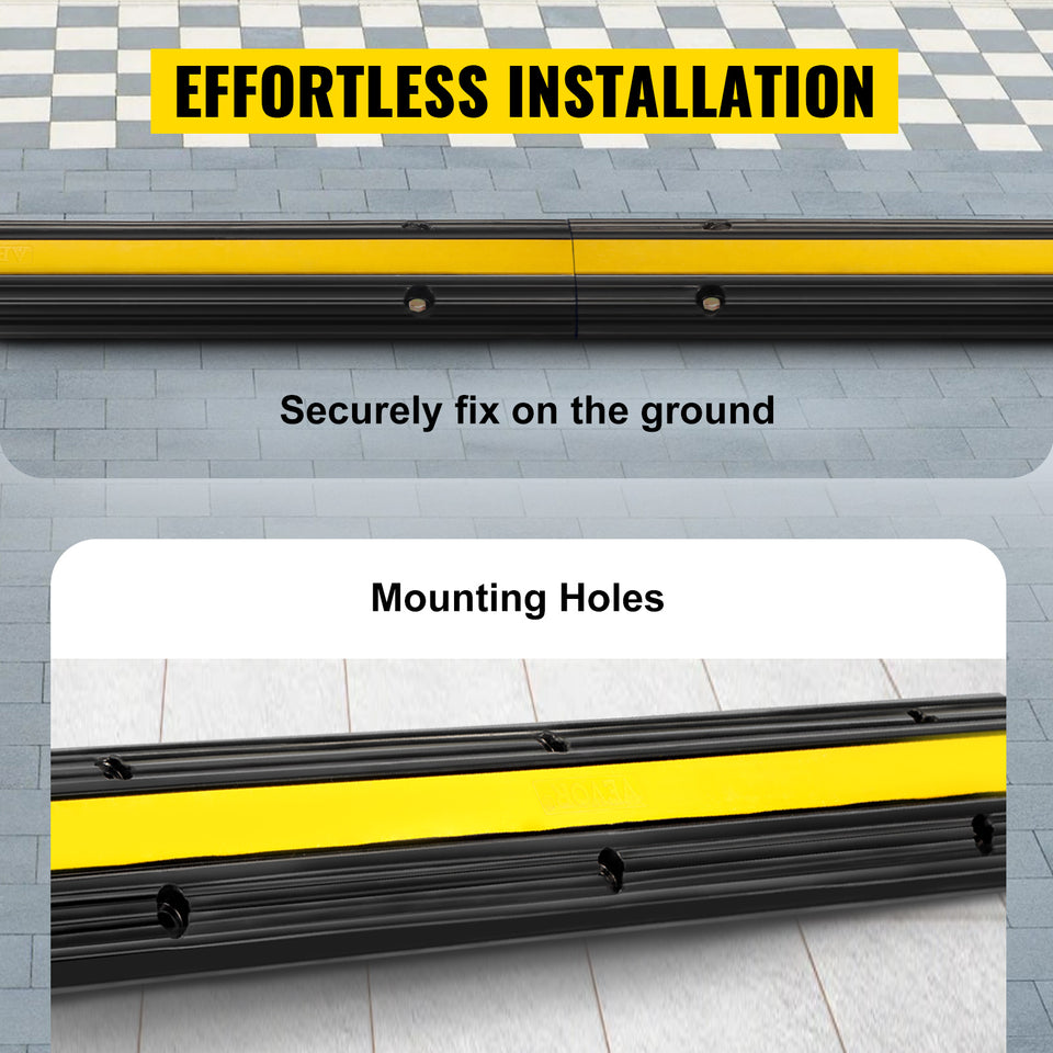 SucceBuy Modular Rubber Speed Bump 1 Channel Driveway Cable Protector Ramp Wire Cover Cord Guard for Parking Lot Warehouses Use
