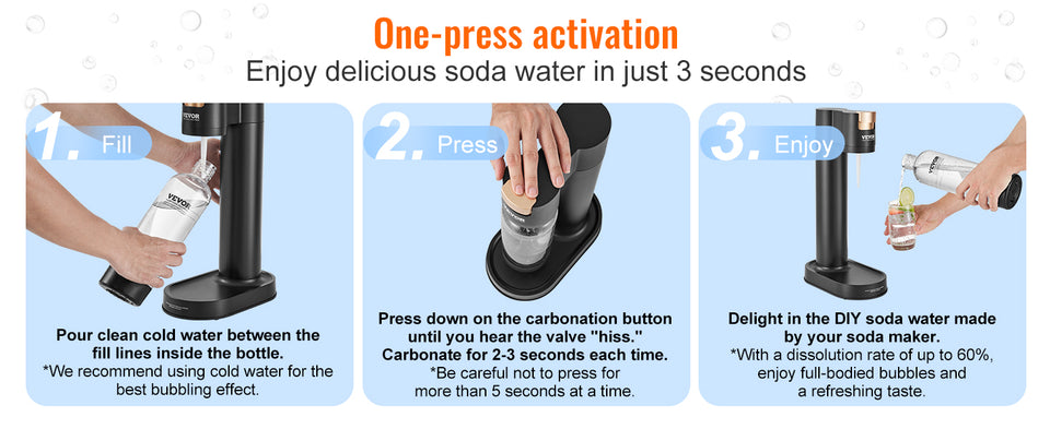 SucceBuy Sparkling Water Maker, Soda Maker Machine for Home Carbonating, Seltzer Water Starter Kit with BPA free 1L PET Bottle