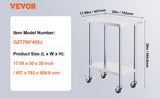 VEVOR Stainless Steel Work Prep Table with 4 Wheels 3 Adjustable Height Levels Heavy Duty Food Prep Worktable for Hotel Home