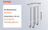 VEVOR Stainless Steel Work Prep Table with 4 Wheels 3 Adjustable Height Levels Heavy Duty Food Prep Worktable for Hotel Home