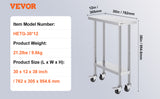 VEVOR Stainless Steel Work Prep Table with 4 Wheels 3 Adjustable Height Levels Heavy Duty Food Prep Worktable for Hotel Home