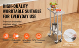 VEVOR Stainless Steel Work Prep Table with 4 Wheels 3 Adjustable Height Levels Heavy Duty Food Prep Worktable for Hotel Home
