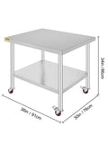 SucceBuy Stainless Steel Kitchen Worktable shelves Commercial Work Bench Table with Caster Wheels for Home Restaurant Storage